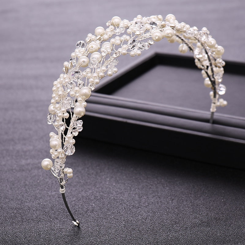 Vintage White Pearl & Crystal Headband