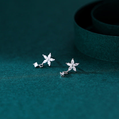 Silver Star Flower Earrings