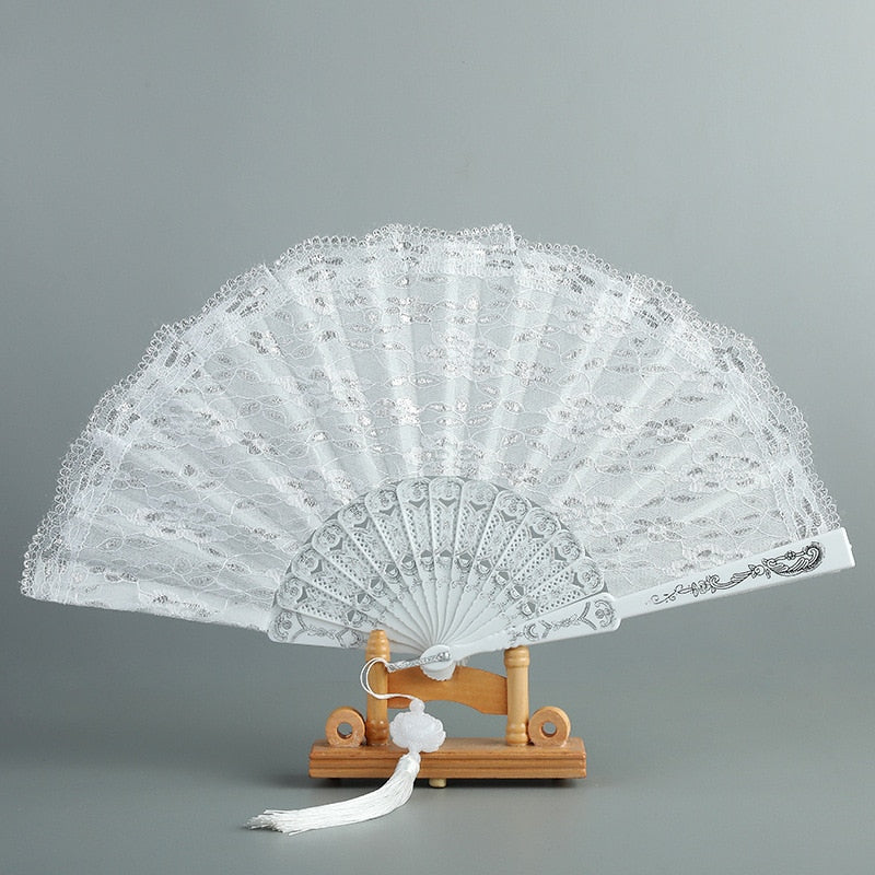 Vintage Embroidered Lace Folding Fan