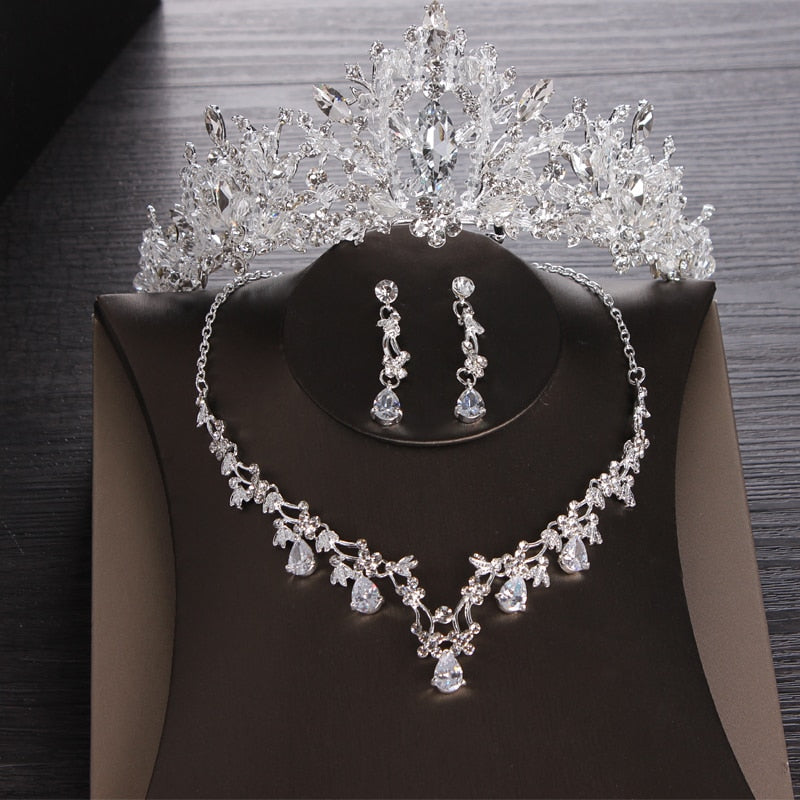 Luxury Heart Crystal Tiara Set (3 Pieces)