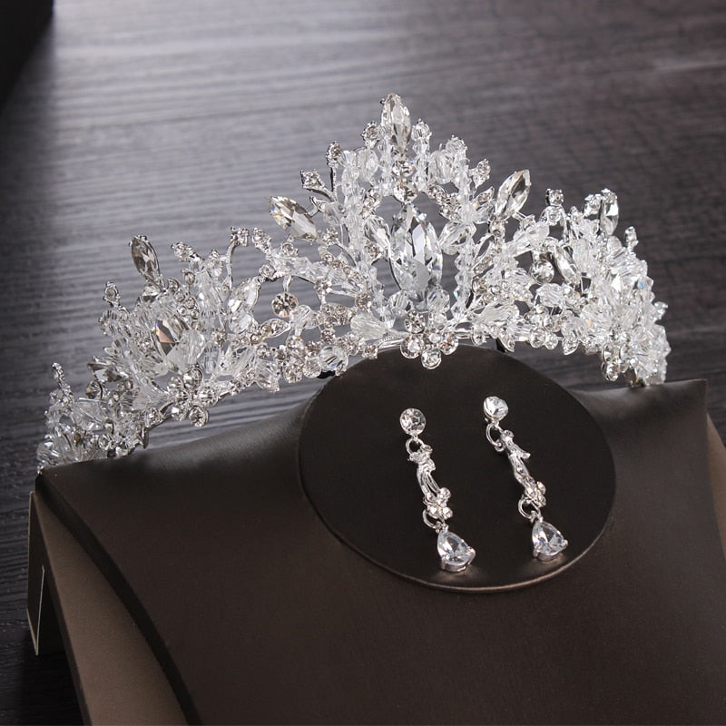 Water Drop Luxury Crystal Cubic Zirconia Tiara Set (2 Pieces)