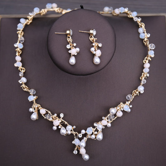 Gold & Crystal Jewelry Set (2 Pieces)