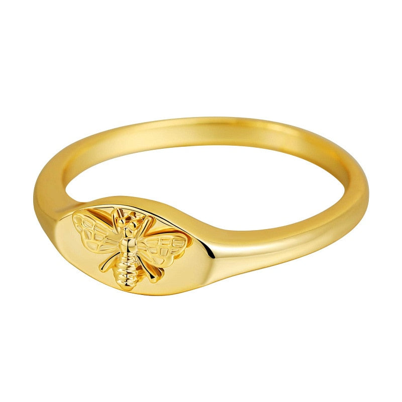Honey Bee Signet Ring - Gold & Silver
