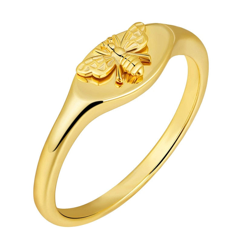 Honey Bee Signet Ring - Gold & Silver